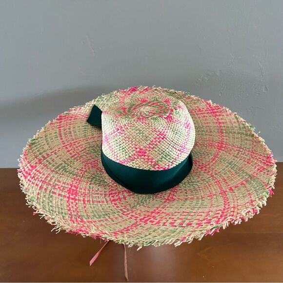 Sensi Studio Women\'s Pareado Frayed Extra Long Brim Panama Hat In Pine Pink main image 6